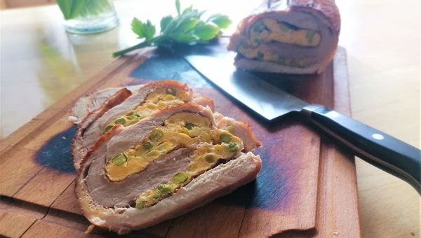 vepřová pečeně plněná zeleninovou palačinkou